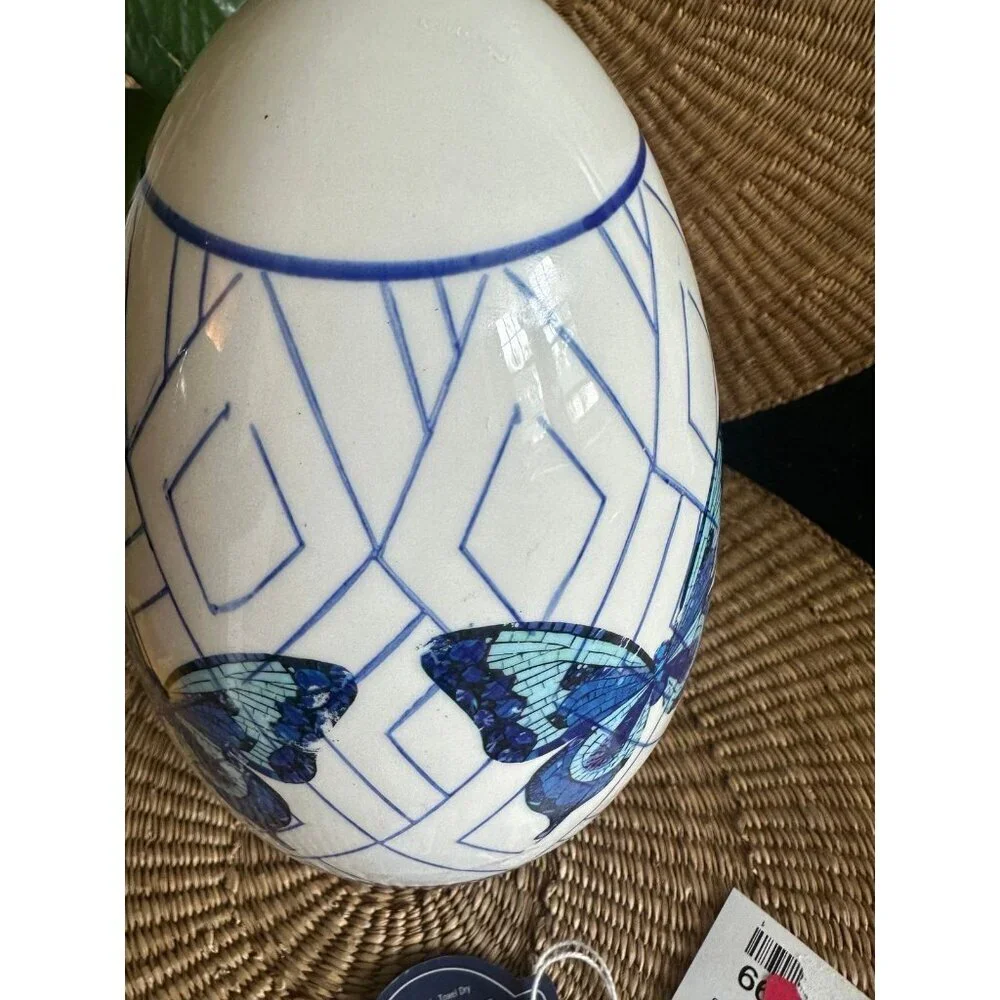 Dolly Parton blue butterfly signature ceramic egg